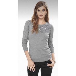 EUC Express Grey Sequin Sweater. Size Small.